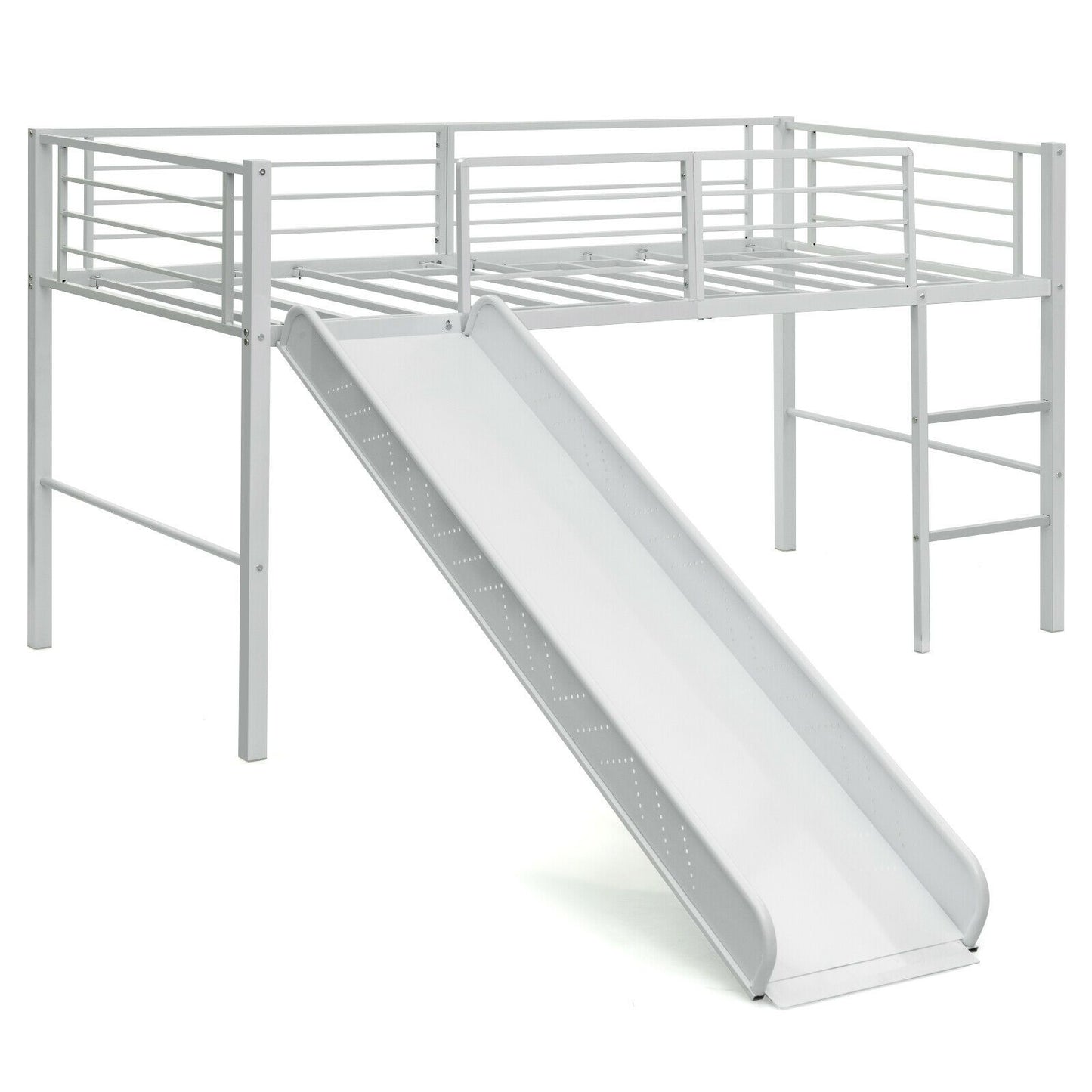 Sliding Loft Children Single Bed with Stairs and Safety Guardrails