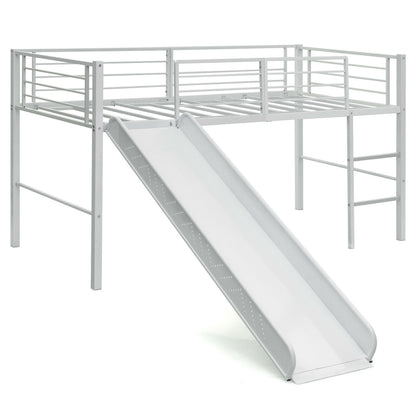 Sliding Loft Children Single Bed with Stairs and Safety Guardrails