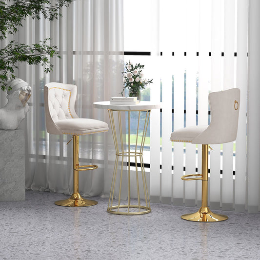 Dutch Velvet Bar Stool with Footrest