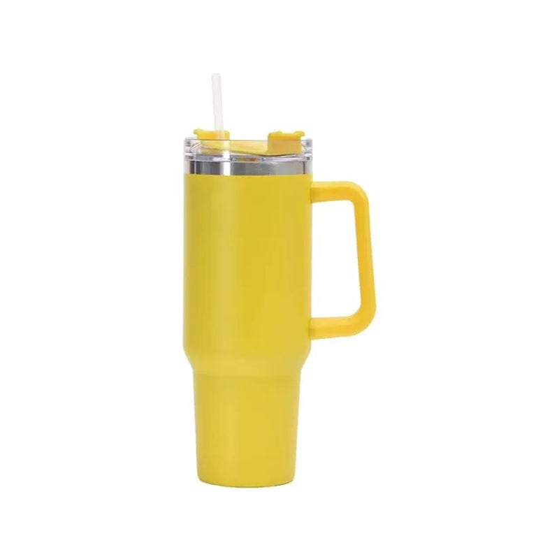 40Oz 304 Stainless Steel Insulated Water Bottle,Thermal Coffee Car Cup, Cold Hot Mugs Vacuum Flask with Handle Straw,For Sport
