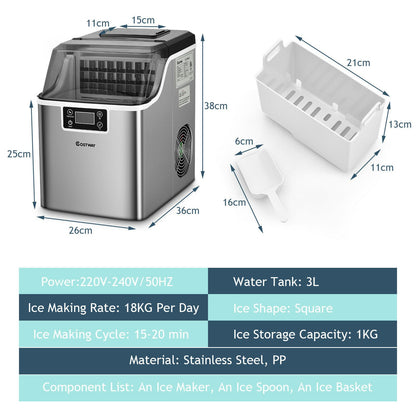 Countertop Portable Ice Cube Maker 18KG / 24H