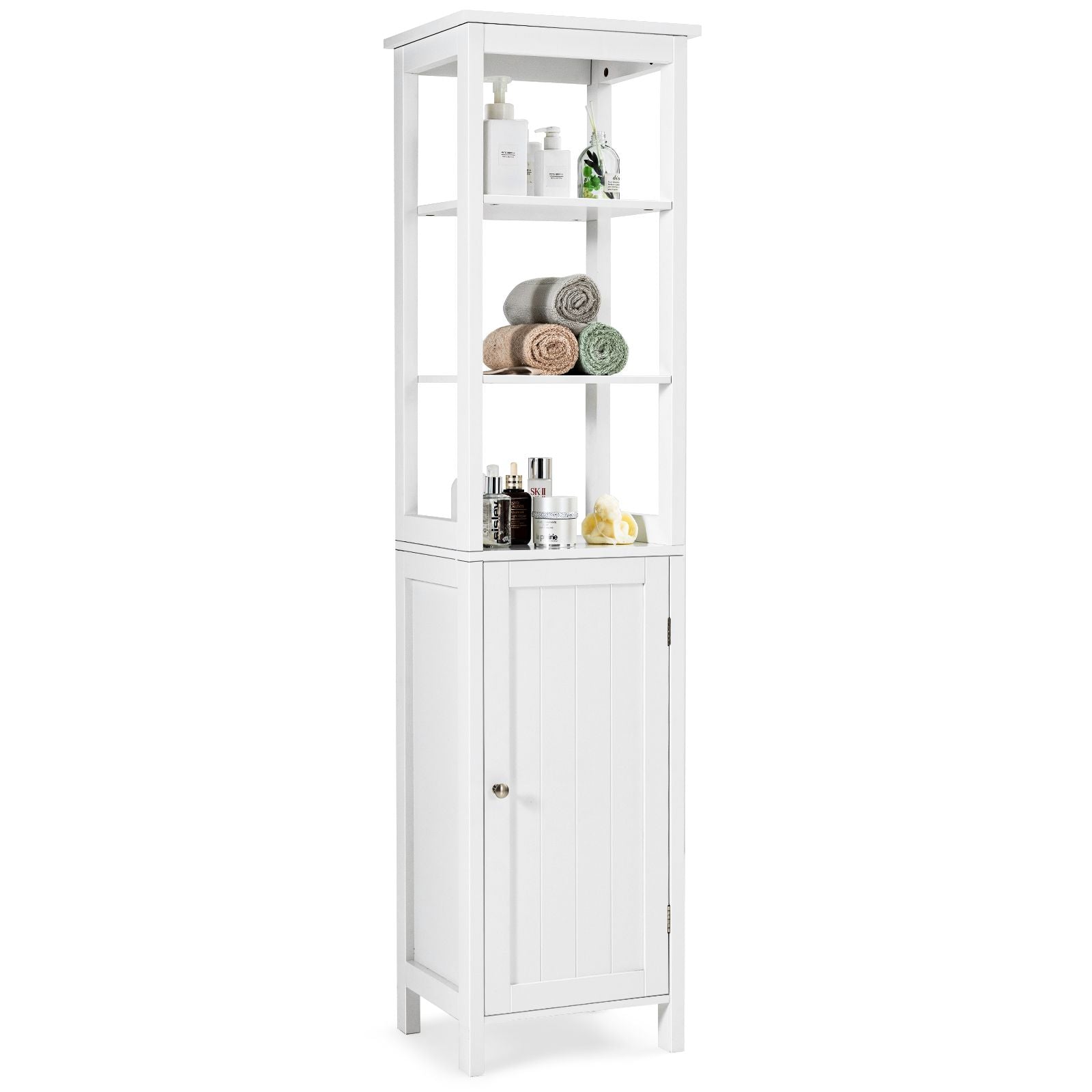 Freestanding Floor Cabinet with 3-Position Middle Panel and Anti-Toppling Mechanism