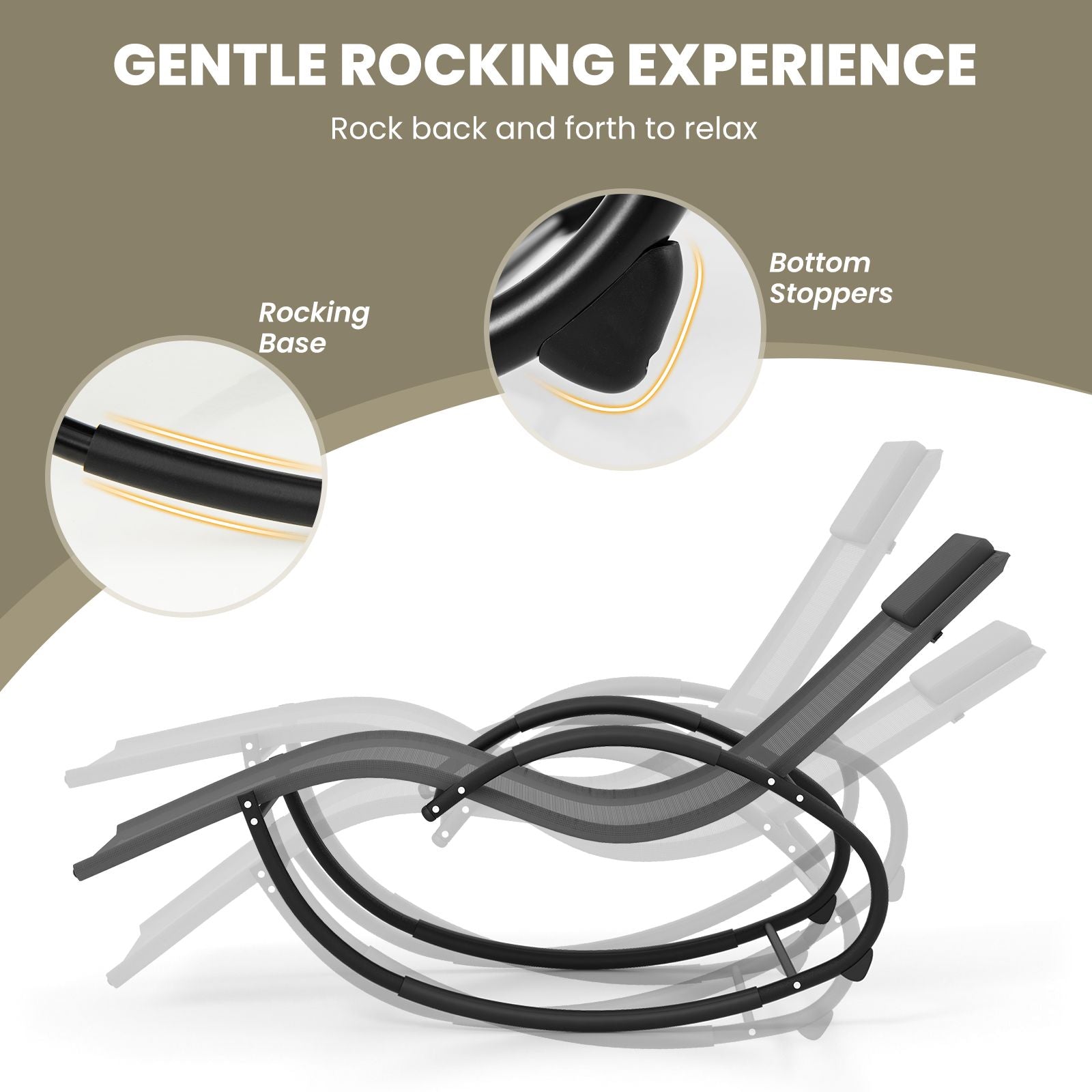 Outdoor Rocking Lounge Chair with Removable Headrest