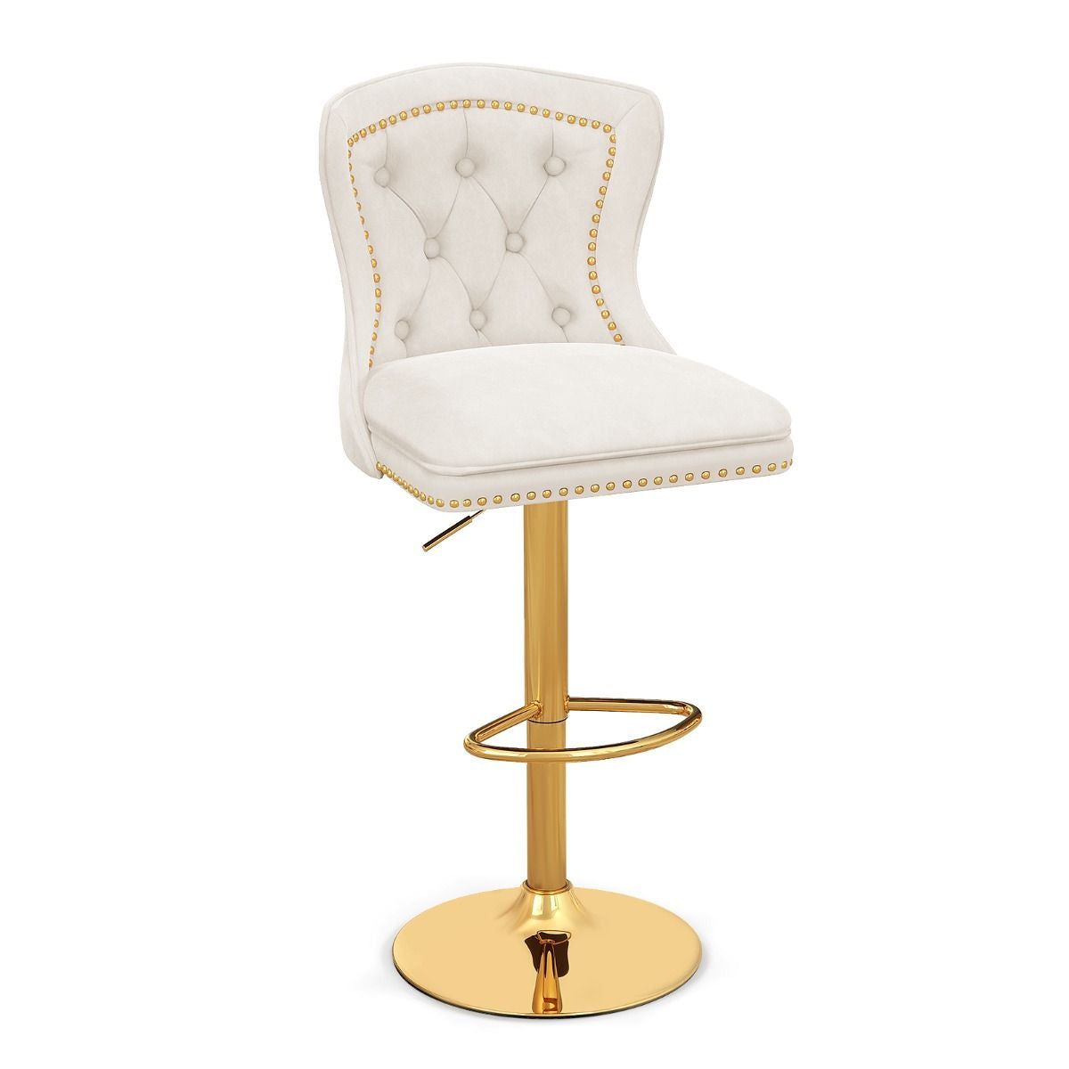 Dutch Velvet Bar Stool with Footrest