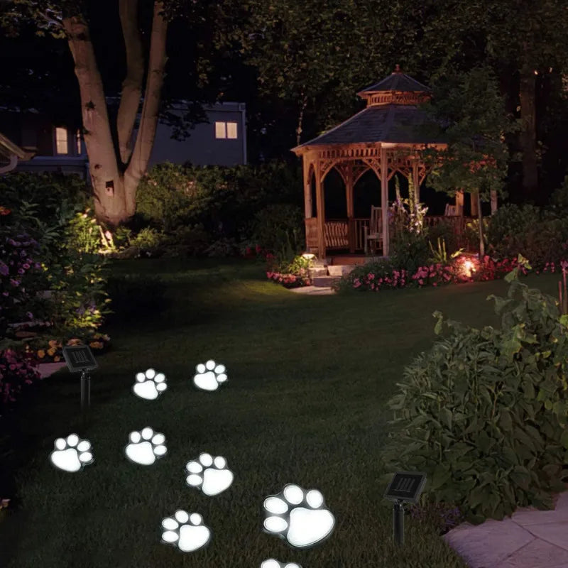 Solar Outdoor Dog Paw Light Decoration Garden Lawn Lights Landscape Waterproof Embellishment One Drag Four LED Lights