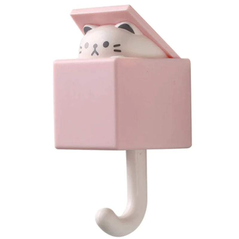 1 PCS Creative Cat Hook Cute Cartoon Animal Cat Mouse Decorative Hook Dormitory Bedroom Door Hangers Hooks Home Wall Decoration