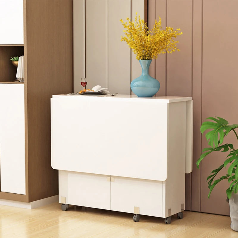 Modern Simple Muebles Home Furniture Multifunctional Folding Wooden Dining Table Livingroom Kitchen Removable Storage Table