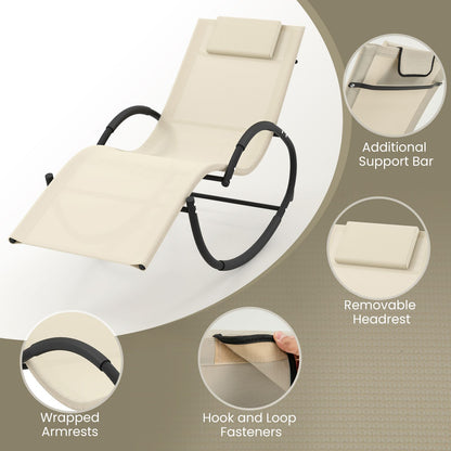 Outdoor Rocking Lounge Chair with Removable Headrest