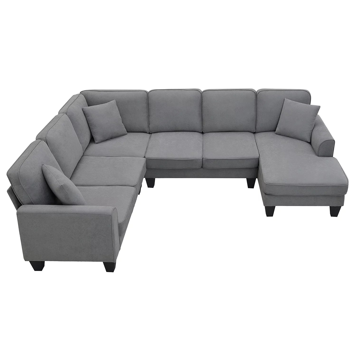 Modular Sectional Sofa with Storage Ottoman Couch L Shape Corner Sofa Sets 7 Seats Fabric Couch for Living Room, Grey,112 * 87 Inch