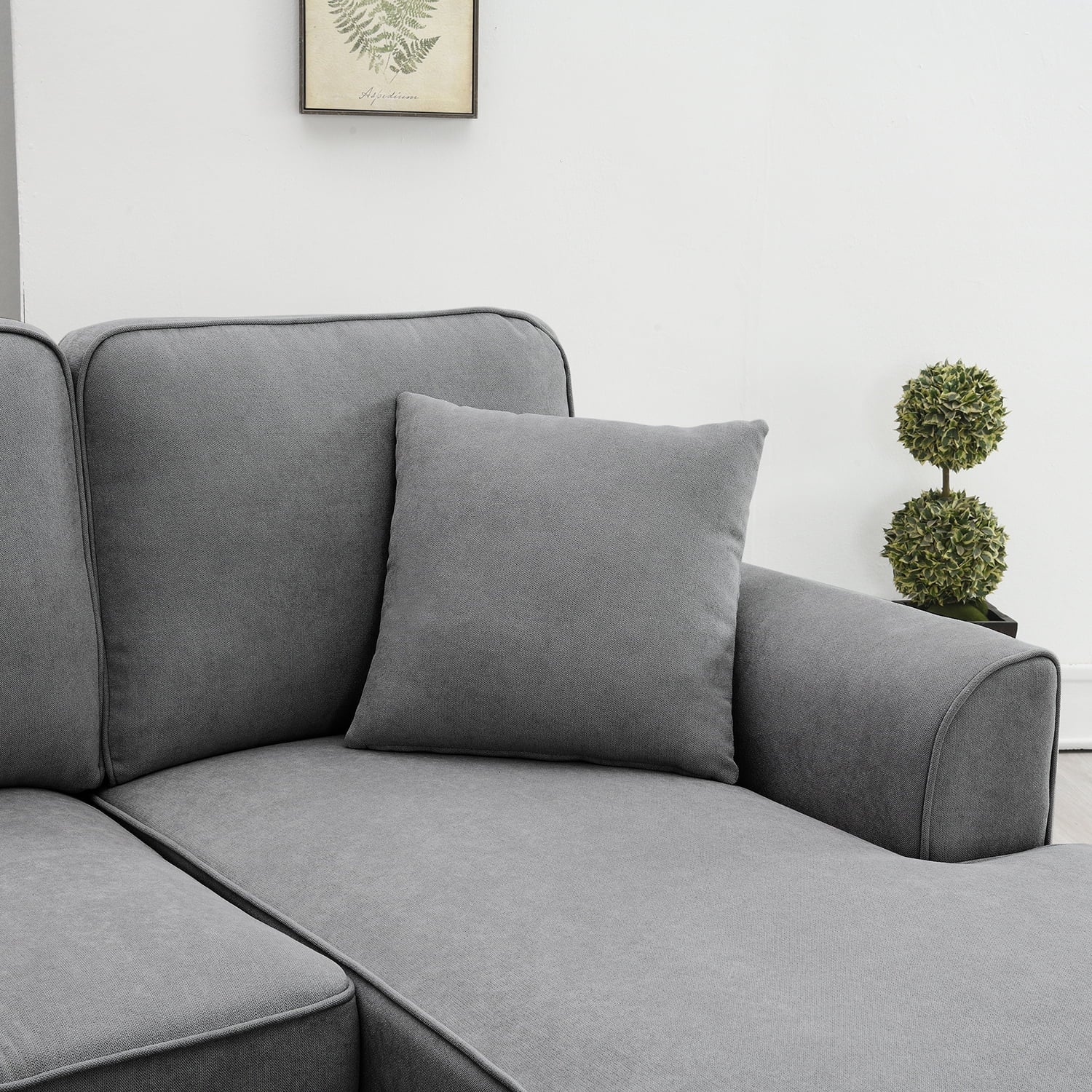 Modular Sectional Sofa with Storage Ottoman Couch L Shape Corner Sofa Sets 7 Seats Fabric Couch for Living Room, Grey,112 * 87 Inch