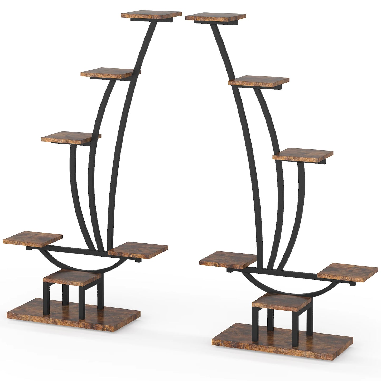 2 Pcs Plant Stand Metal Curved Display Shelf for Home Garden Decor