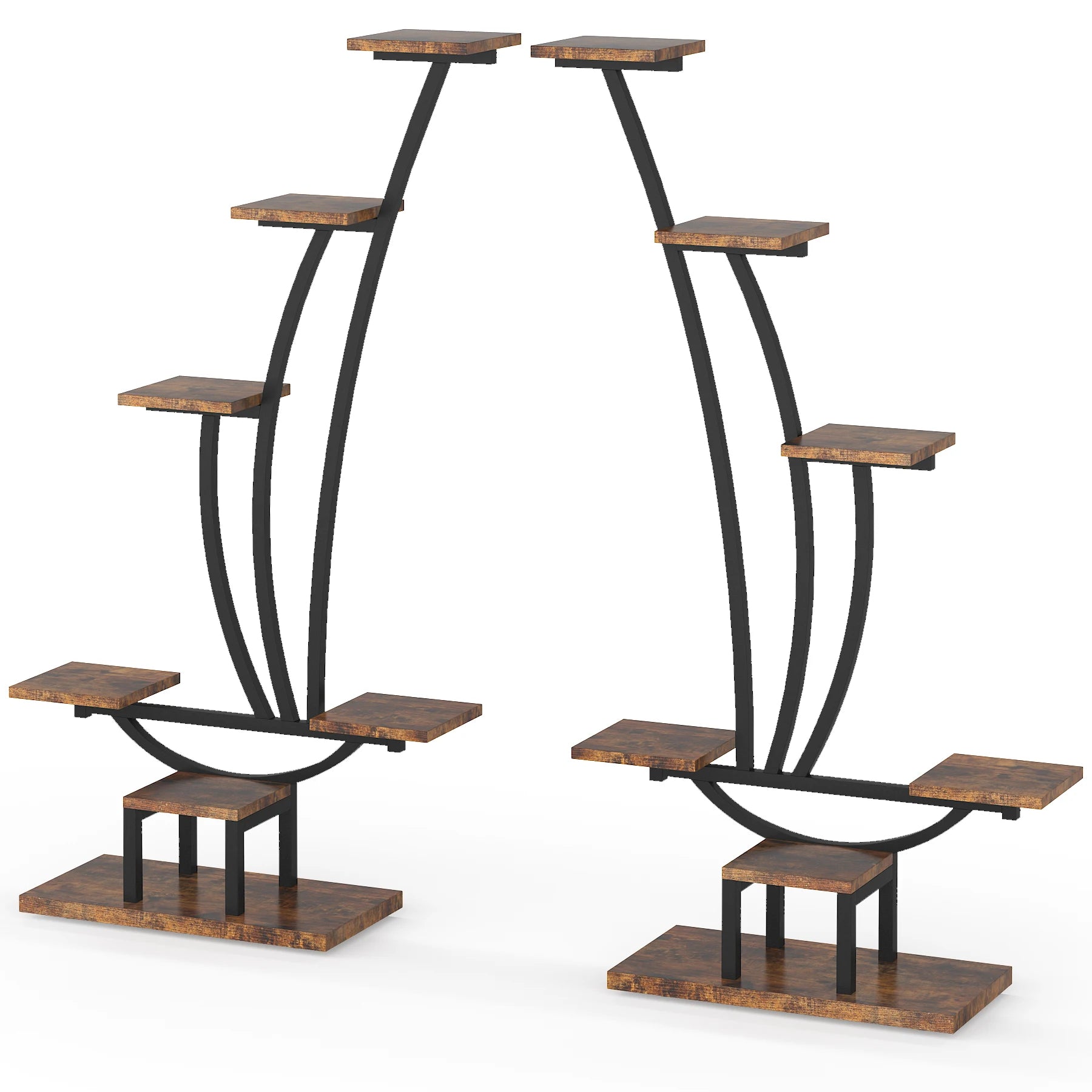 2 Pcs Plant Stand Metal Curved Display Shelf for Home Garden Decor