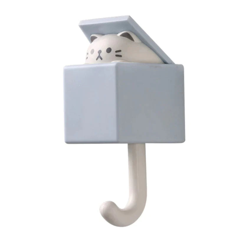 1 PCS Creative Cat Hook Cute Cartoon Animal Cat Mouse Decorative Hook Dormitory Bedroom Door Hangers Hooks Home Wall Decoration