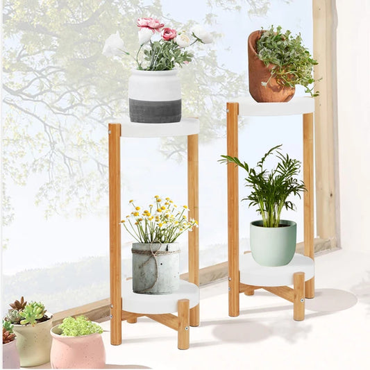 2 Pack 2-Tier Garden Corner Plants Stand Flower Planter Pot Holder Rack Decor