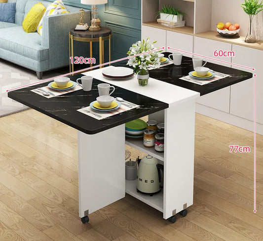 Modern Simple Muebles Home Furniture Multifunctional Folding Wooden Dining Table Livingroom Kitchen Removable Storage Table