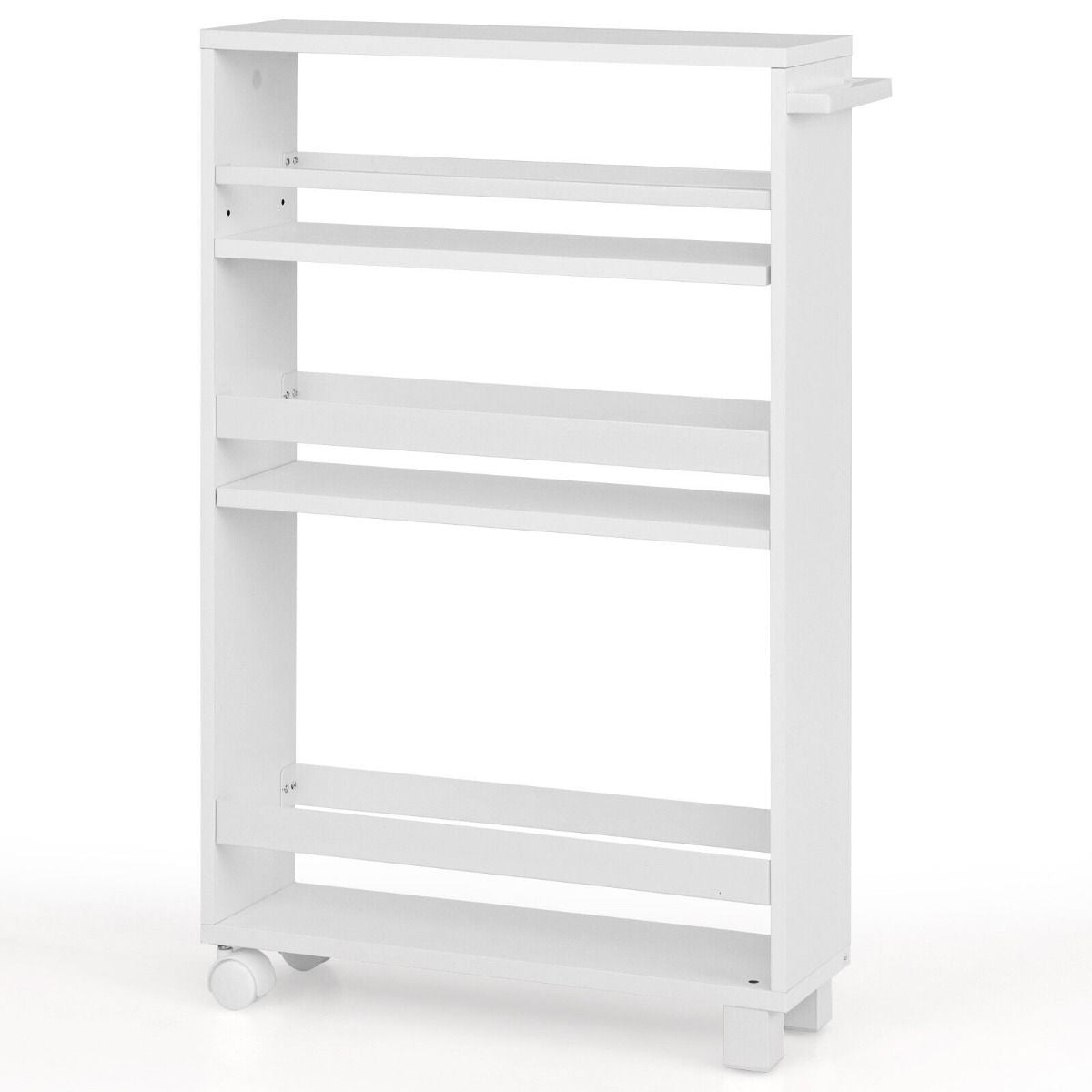 4-Tier Slim Rolling Storage Trolley with Handle and Adjustable Shelf
