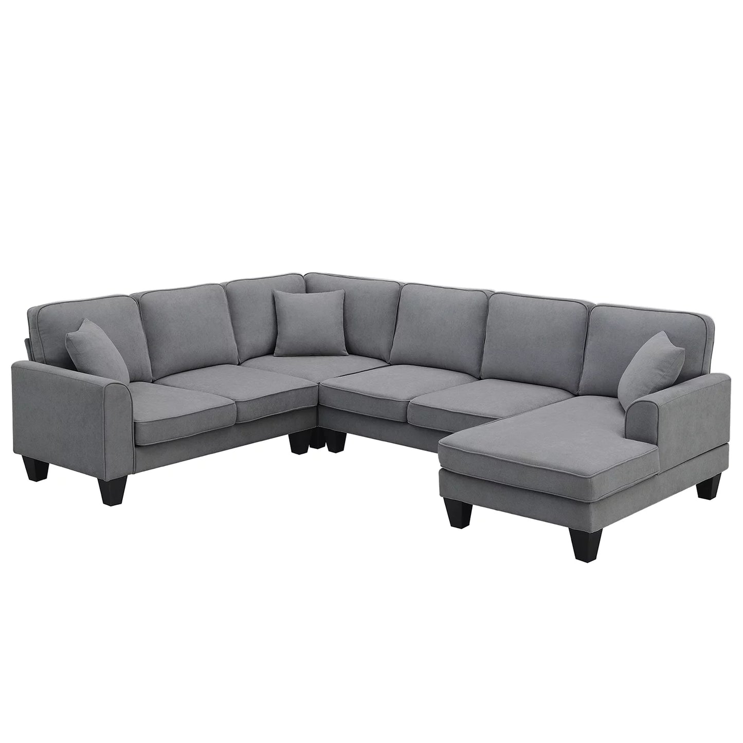 Modular Sectional Sofa with Storage Ottoman Couch L Shape Corner Sofa Sets 7 Seats Fabric Couch for Living Room, Grey,112 * 87 Inch