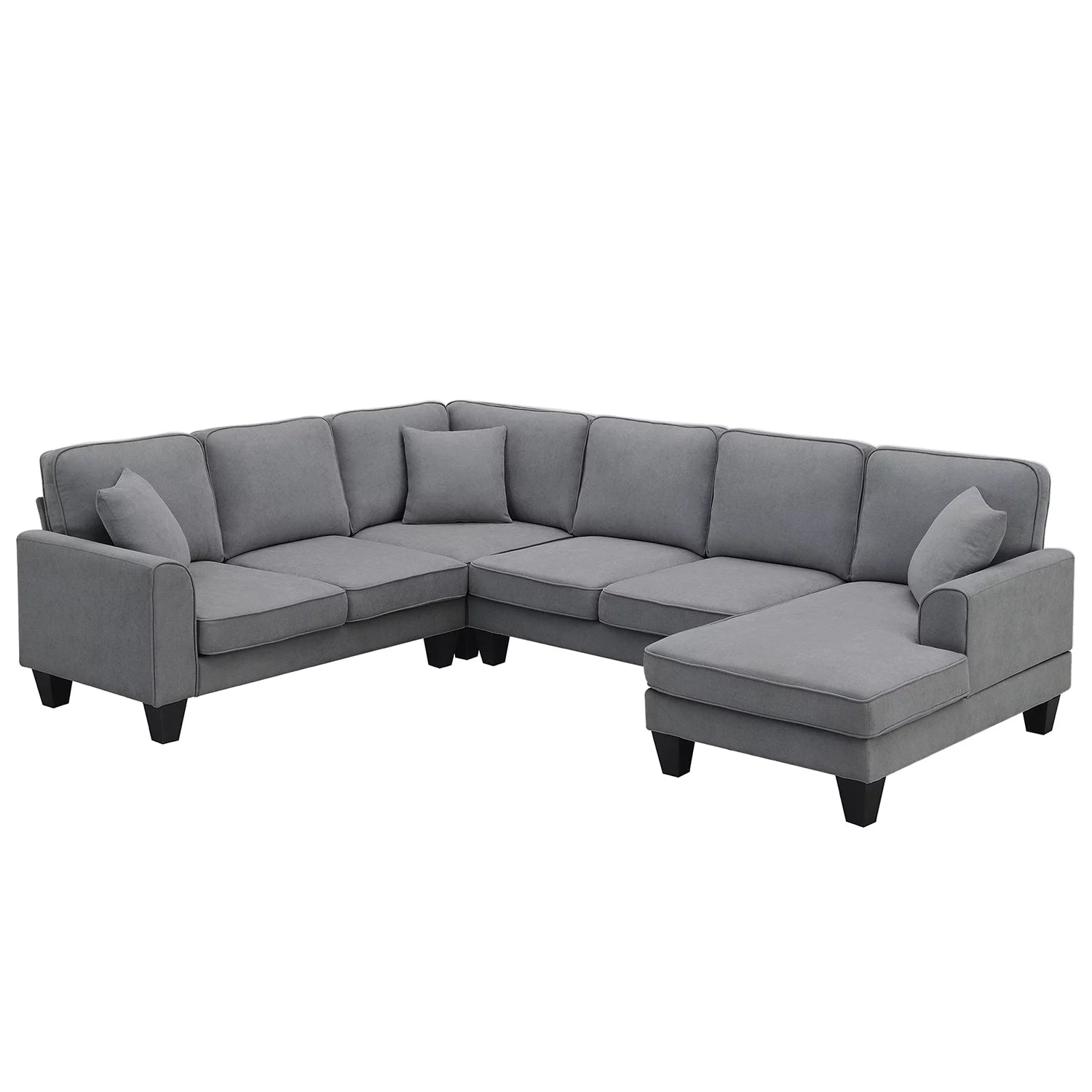 Modular Sectional Sofa with Storage Ottoman Couch L Shape Corner Sofa Sets 7 Seats Fabric Couch for Living Room, Grey,112 * 87 Inch