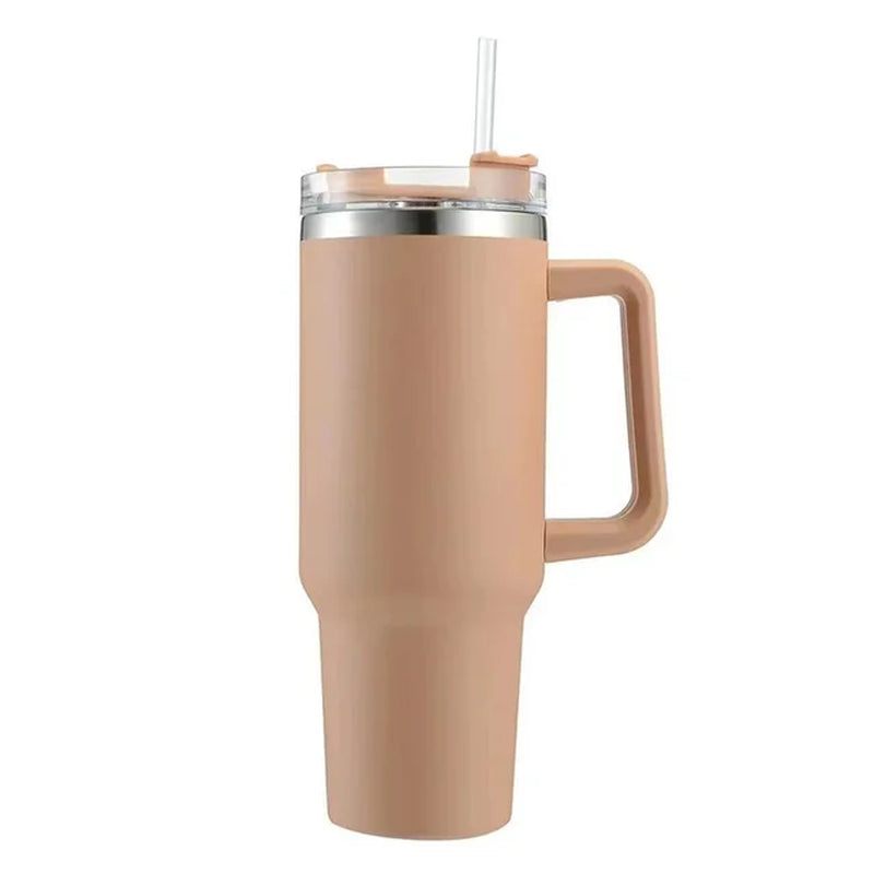 40Oz 304 Stainless Steel Insulated Water Bottle,Thermal Coffee Car Cup, Cold Hot Mugs Vacuum Flask with Handle Straw,For Sport