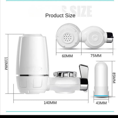 Faucet Water Purifier with Washable Ceramic Filter Cartridge Tap Water Filter for Household Kitchen Faucet Percolator