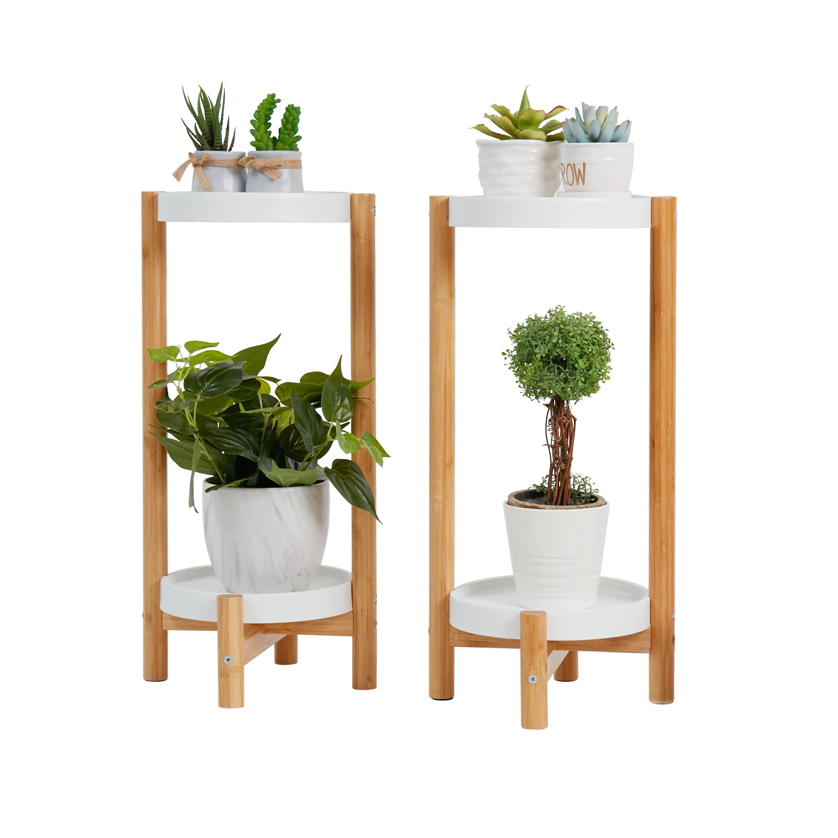 2 Pack 2-Tier Garden Corner Plants Stand Flower Planter Pot Holder Rack Decor