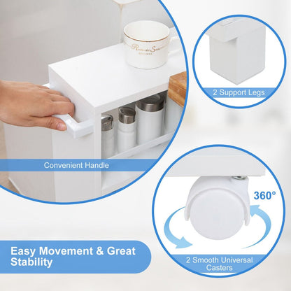 4-Tier Slim Rolling Storage Trolley with Handle and Adjustable Shelf
